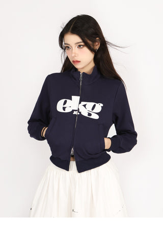 Double zipper sports cardigan jacket