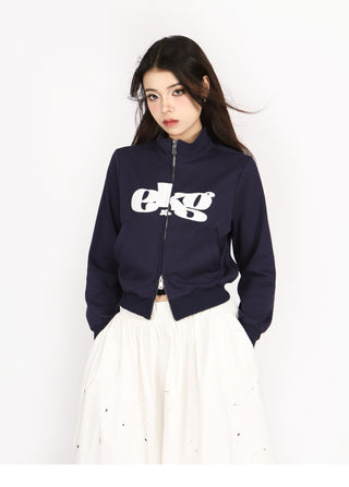 Double zipper sports cardigan jacket