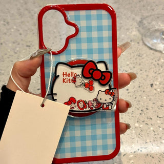 Blue Plaid Kitty iPhone Case