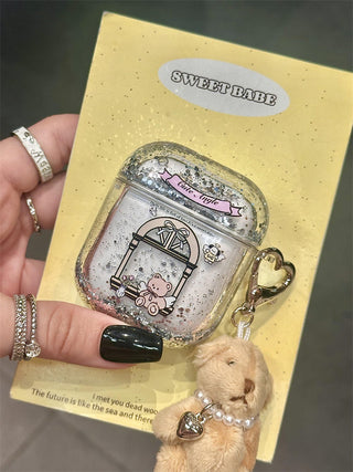 Glitter Powder Angel Bear AirPods Case