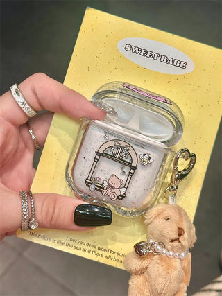 Glitter Powder Angel Bear AirPods Case