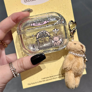Glitter Powder Angel Bear AirPods Case
