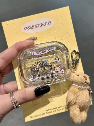 Glitter Powder Angel Bear AirPods Case