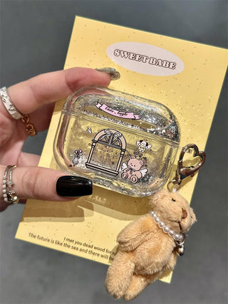 Glitter Powder Angel Bear AirPods Case