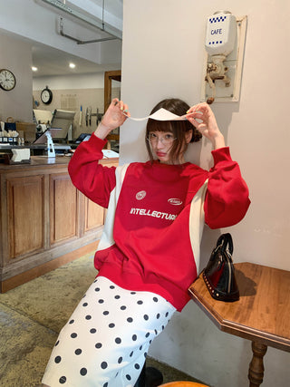 contrast patch sweater