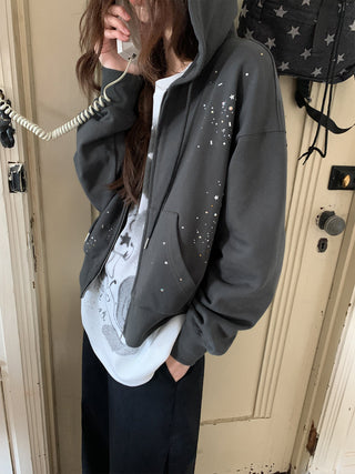 rhinestone hooded jacket