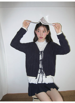 contrast lace cardigan