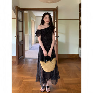 polka-dot ruffled dress