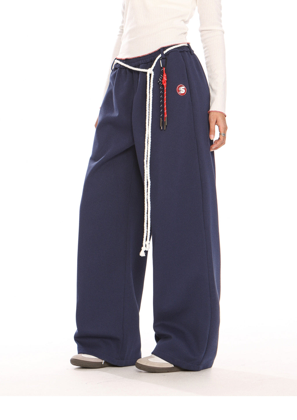 Knit Wide-Leg Trousers With Drawstring Waist