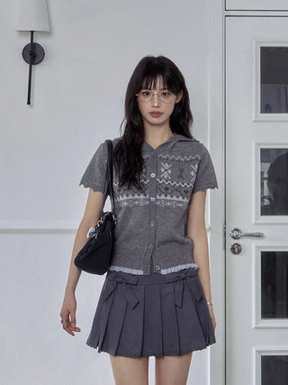 jacquard hooded sweater