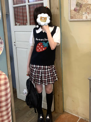 strawberry knit vest