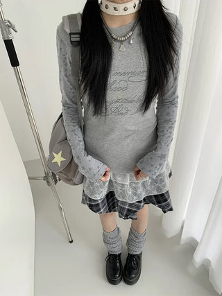 patchwork hooded blouse