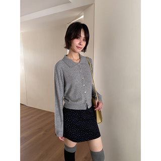 polo collar cardigan