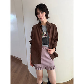 suede A-line skirt