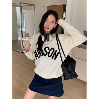 letter jacquard sweater