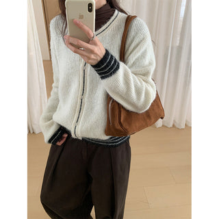 contrast sweater coat