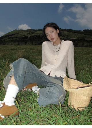 distressed cropped jeans