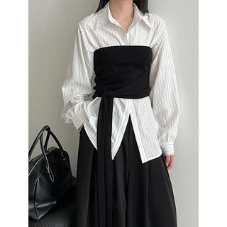 detachable striped shirt