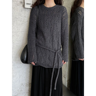 lace-up hollow sweater