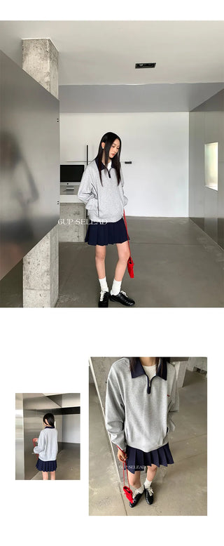 contrast lapel sweater