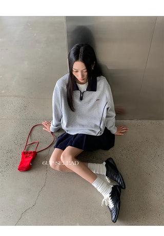 contrast lapel sweater