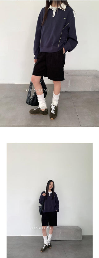 contrast lapel sweater