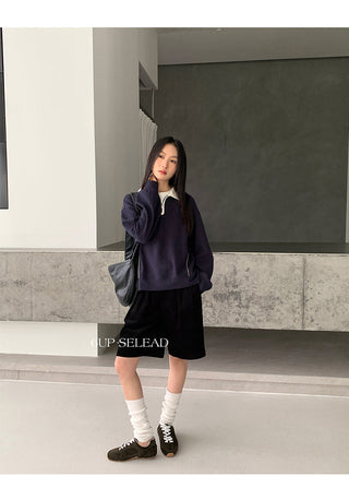 contrast lapel sweater