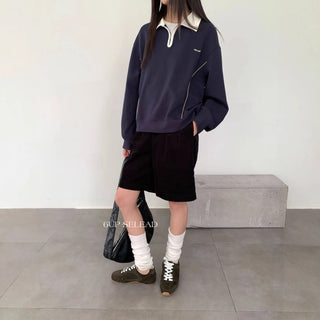 contrast lapel sweater