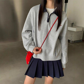 contrast lapel sweater