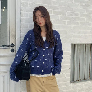 jacquard knit cardigan