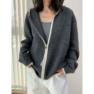 hooded sportswear cardigan