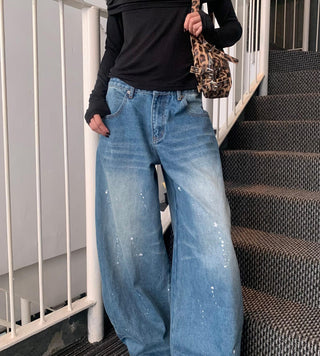 Womens Wide-Leg Jeans Blue