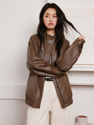 Brown PU Jacket