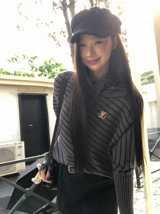 striped turtleneck sweater