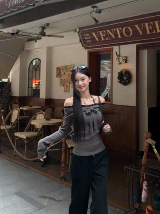 lace off-shoulder sweater