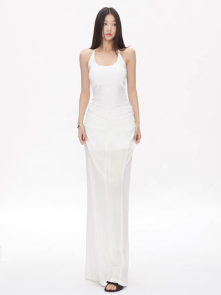 white straight hip skirt