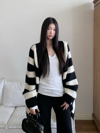 striped cardigan coat