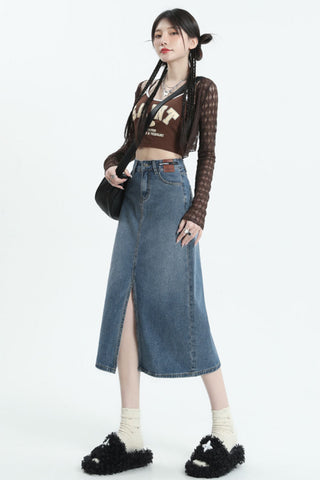 straight denim skirt