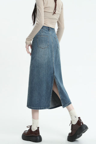 straight denim skirt