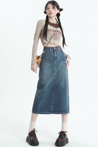 straight denim skirt