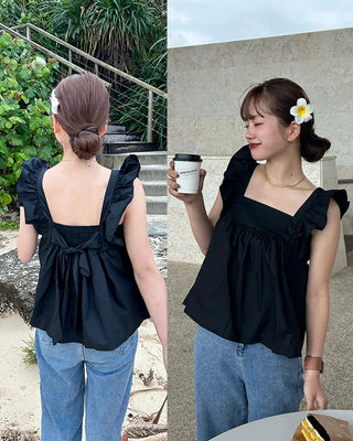 Rear Ribbon Sleeveless Blouse