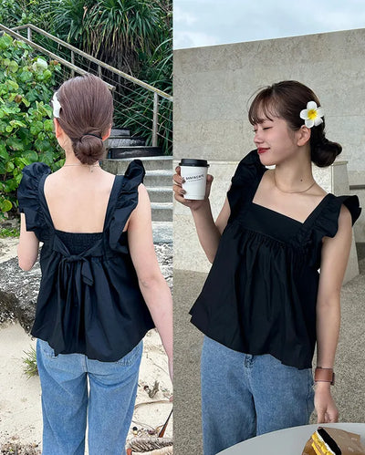 Rear Ribbon Sleeveless Blouse