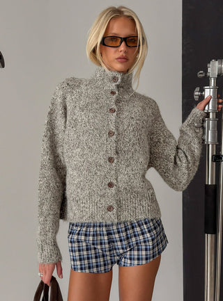 Faida Funnel Neck Knit Sweater Brown Speckle