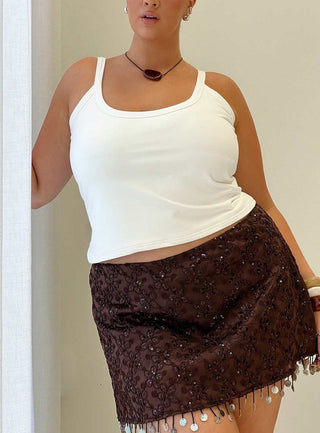 Kasper Cinched Longline Tank Top White Curve