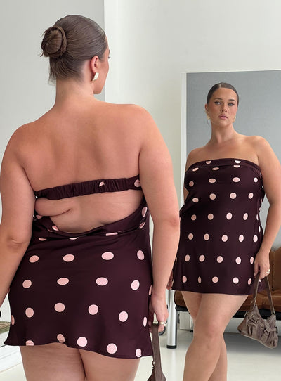 Phillipa Mini Dress Plum  Pink Polka Dot Curve