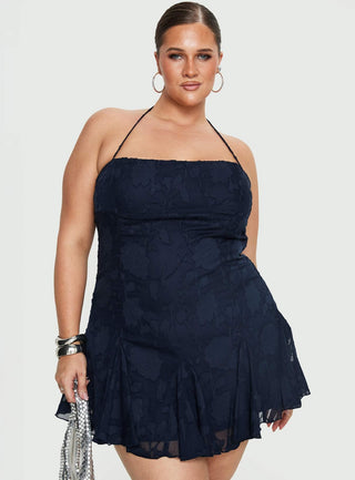 Delamere Mini Dress Navy Burnout Curve