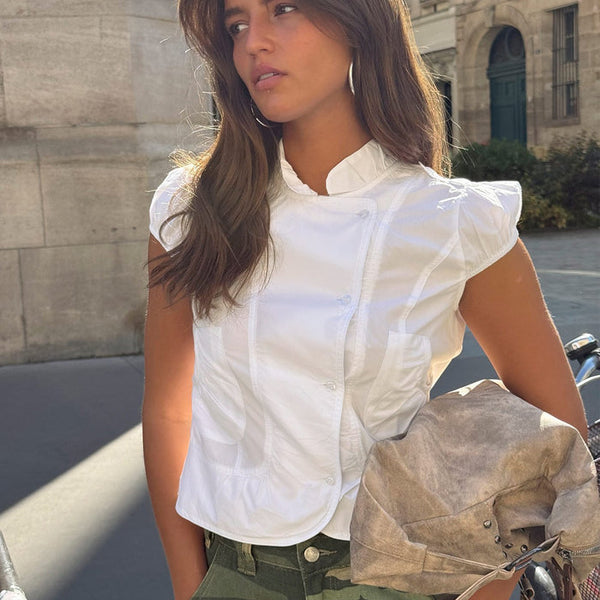 Aryalda Cap Sleeve Blouse Top White
