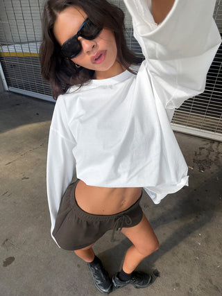 Settle Down Long Sleeve Top White