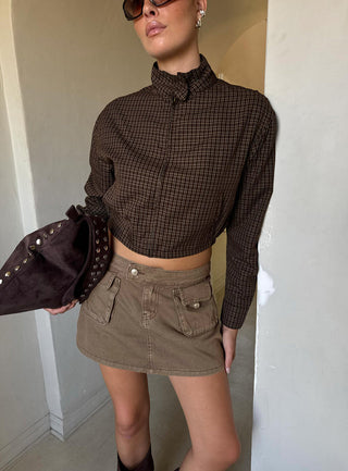 Tarza Cargo Mini Skirt Khaki