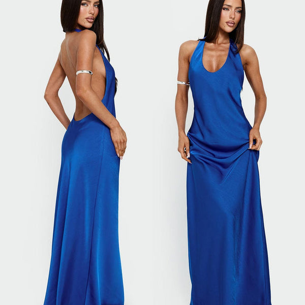 Bare Halter Maxi Dress Blue